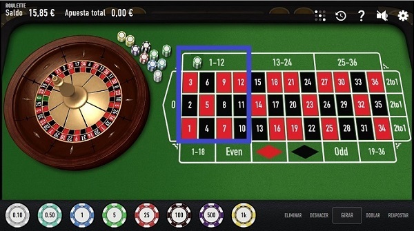 apuestas en docenas en la ruleta