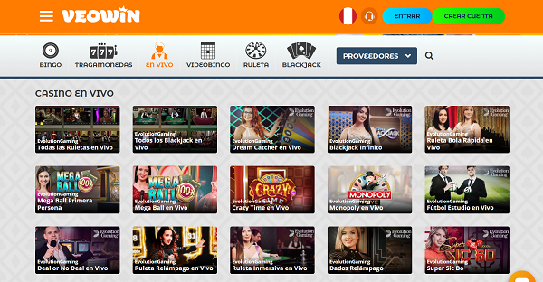 casino en vivo de veowin