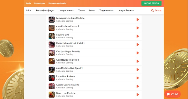 Jugos de Authentic gaming en Leo Vegas